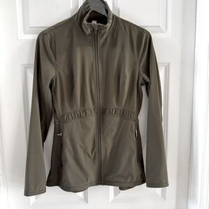 Limited edition! Lululemon zip jacket olive green gathered detail size 8